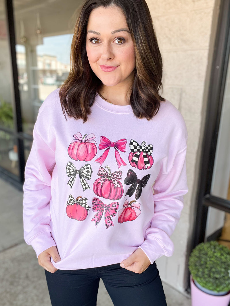 Pink Pumpkins & Bows Sweatshirt Graphic Tee