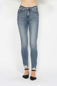 Judy Blue Tummy Control Vintage Wash Hem Destroy Skinny Jeans ONLINE EXCLUSIVE