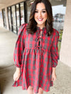 Red Plaid Bows Dress