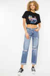 Kancan Mid Rise Distressed Straight Jeans ONLINE EXCLUSIVE