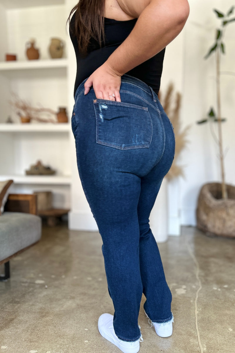 Judy Blue High Waist Rigid Magic Heavy Destroy Straight Jeans ONLINE EXCLUSIVE