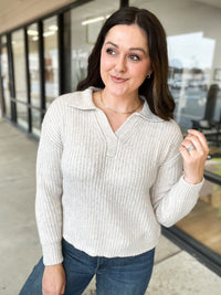 Beige Collared Sweater