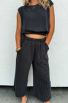 Babe Ribbed Crop Pant Set