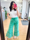 Green Acid Wash Flare Pants