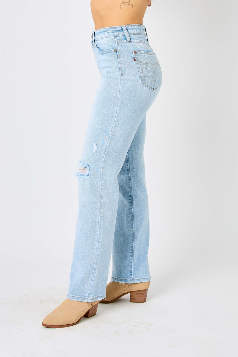 Judy Blue Full Size High Waist Distressed Straight Jeans ONLINE EXCLUSIVE