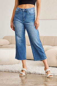 Judy Blue Full Size Braid Side Detail Wide Leg Jeans ONLINE EXCLUSIVE