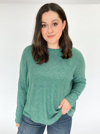 Green Ribbed Soft Feel Sweater Top