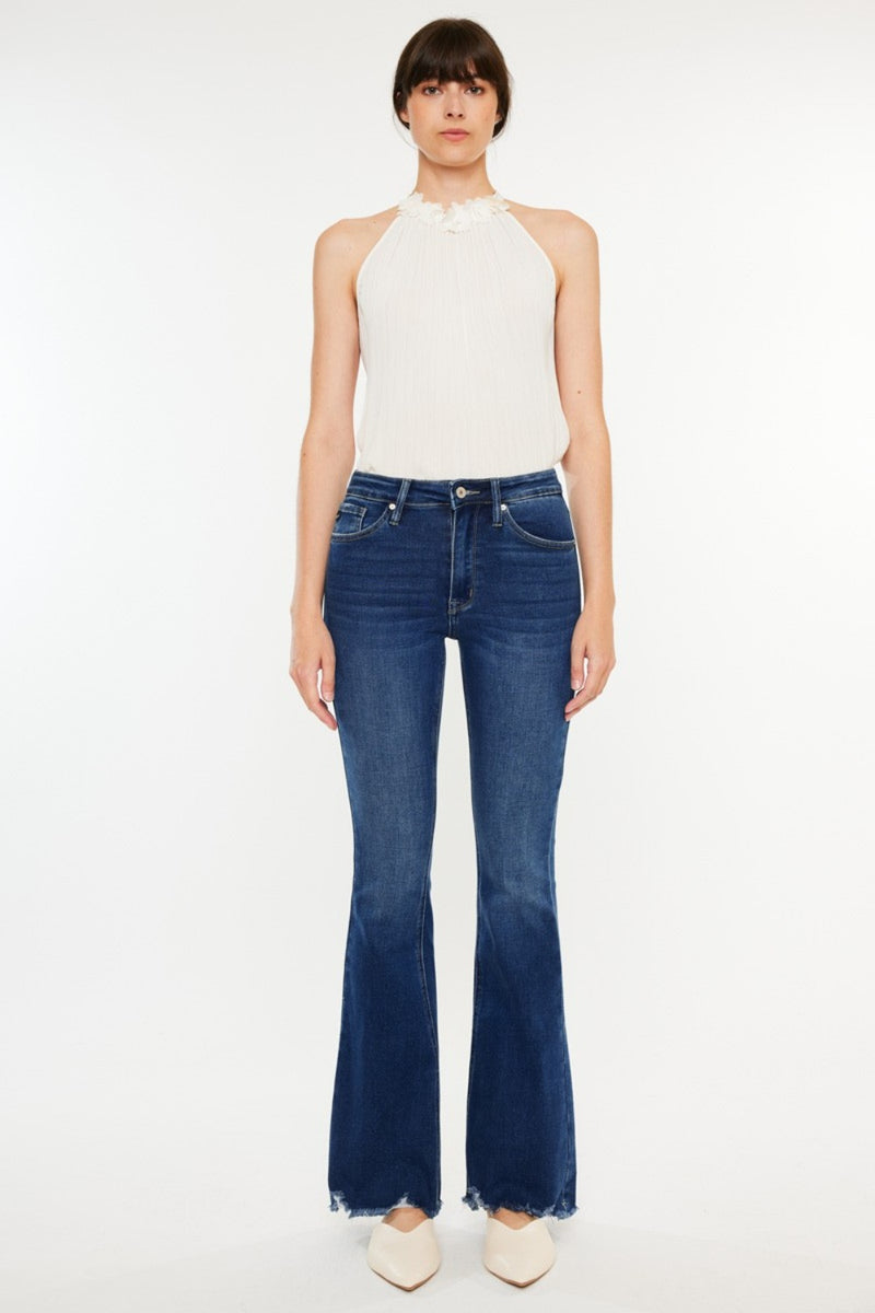 Kancan Cat's Whiskers Raw Hem Flare Jeans ONLINE EXCLUSIVE