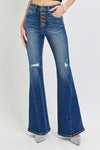 RISEN Distressed Button-Fly Flare Jeans ONLINE EXCLUSIVE