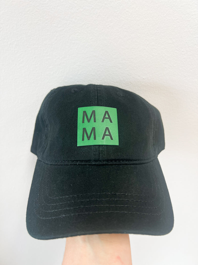 Mama Black & Green Baseball Hat