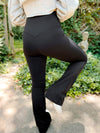 Tummy Control Black Flare Leggings With Pockets