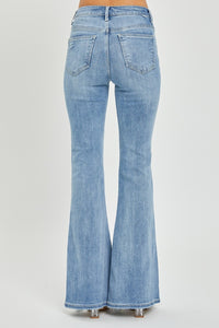 Risen High Rise Frayed Hem Flare Jeans ONLINE EXCLUSIVE