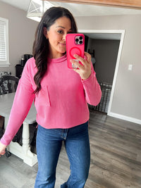 She's Sweet Pink Ribbed Long Sleeve Top