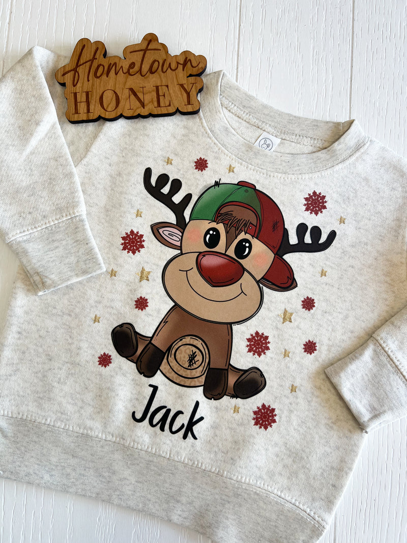 Boy Reindeer Personalized Kids Graphic Tee| Build Your Own Tshirt Bar