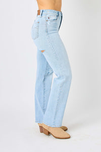 Judy Blue Full Size High Waist Distressed Straight Jeans ONLINE EXCLUSIVE