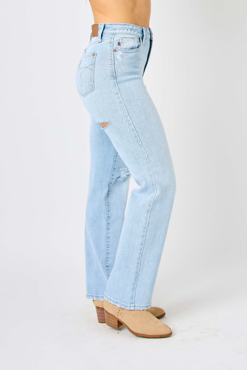 Judy Blue Full Size High Waist Distressed Straight Jeans ONLINE EXCLUSIVE