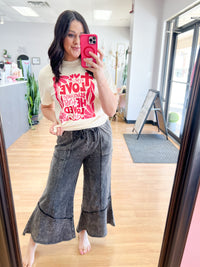 Black Acid Wash Flare Pants