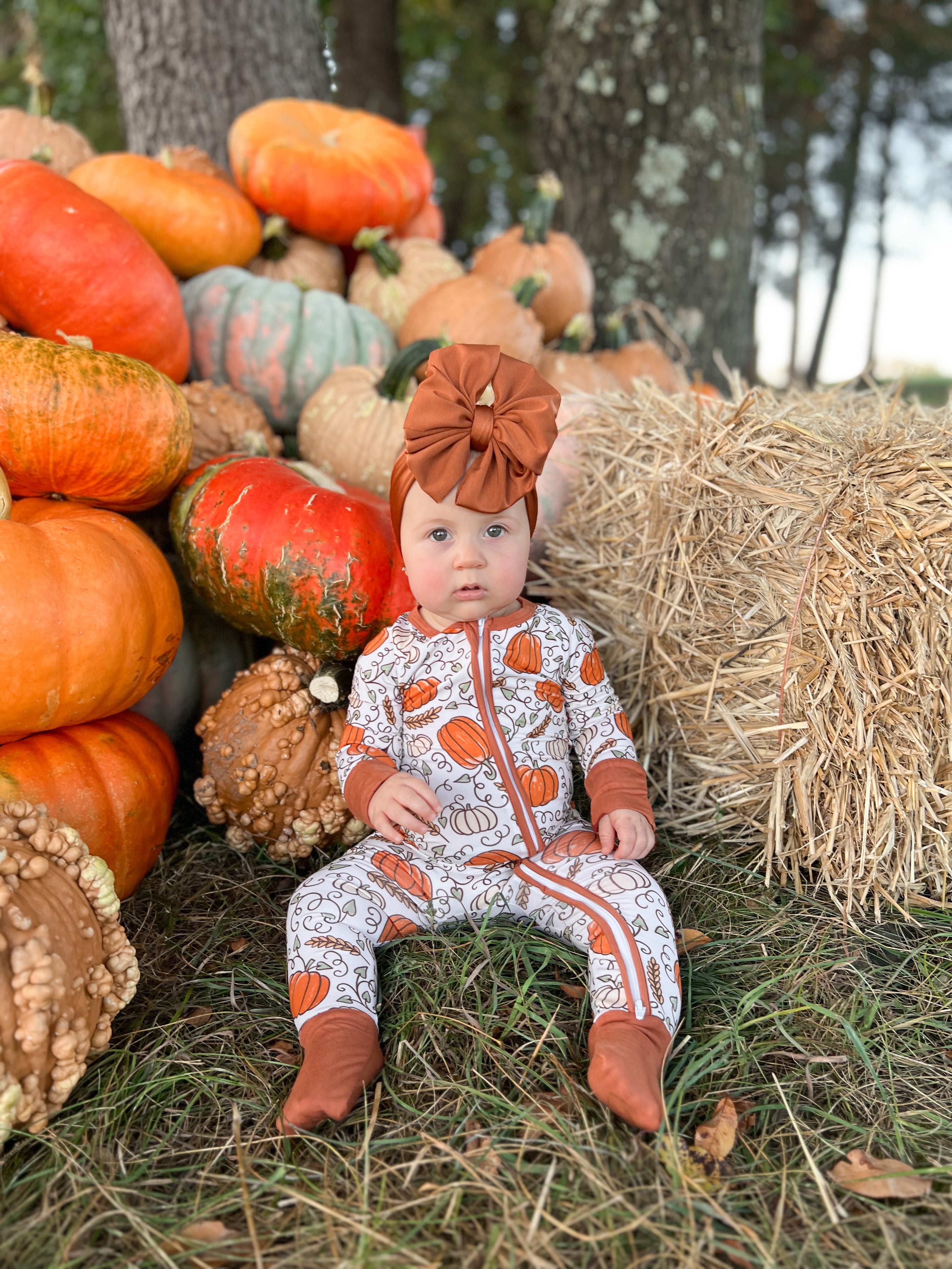 Pumpkin Harvest One Piece Bamboo Pajamas Hometown Honey Boutique