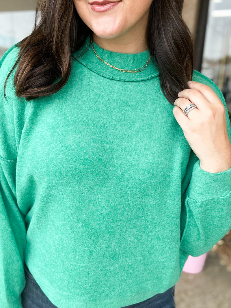 Green Brushed Soft Feel Sweater Top