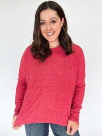 Red Ribbed Soft Feel Sweater Top