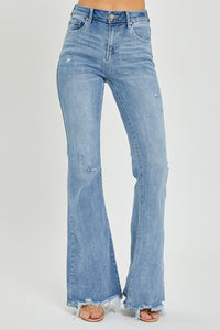 Risen High Rise Frayed Hem Flare Jeans ONLINE EXCLUSIVE