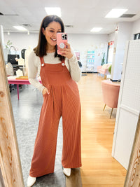 Rust Karli Ribbed Overalls