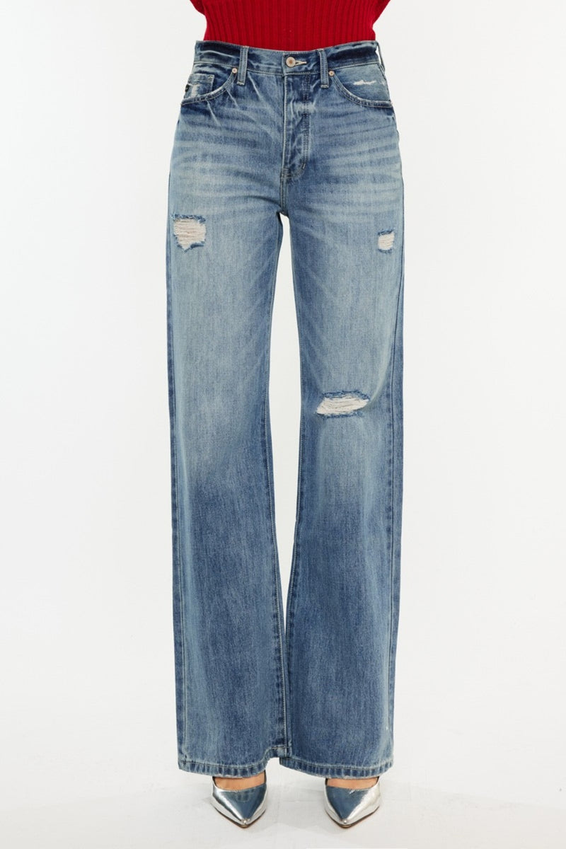 Kancan Distressed High Waist Bootcut Jeans ONLINE EXCLUSIVE