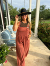 Rust Karli Ribbed Overalls