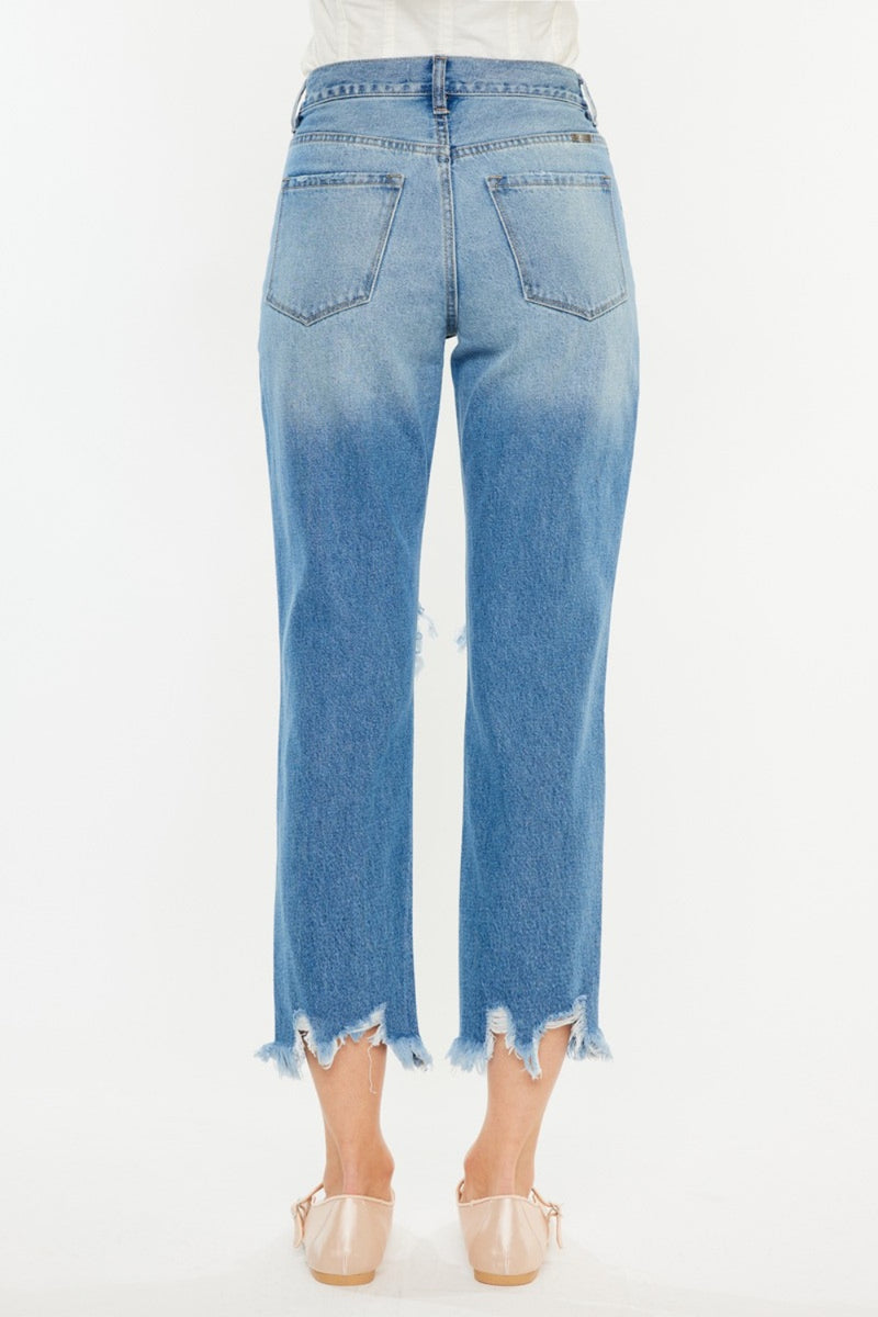 Kancan Distressed Frayed Hem Cropped Jeans ONLINE EXCLUSIVE