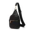 Black Leather Woven Sling Bag