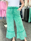 Green Acid Wash Flare Pants