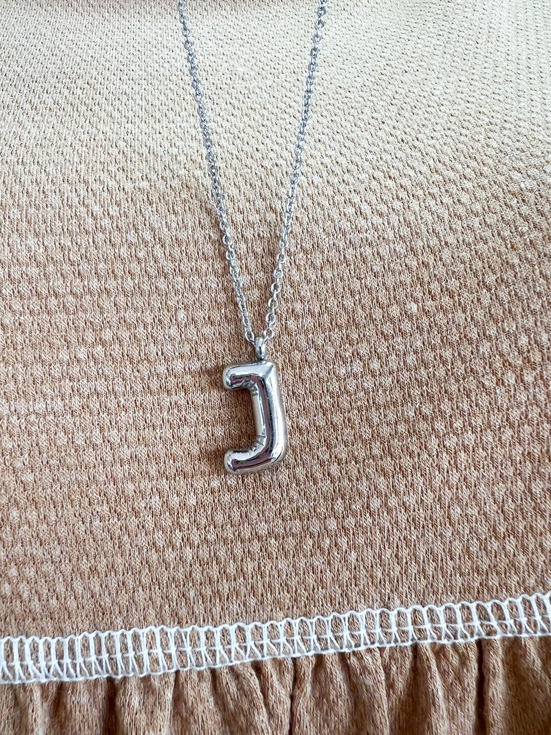 Silver Initial Bubble Necklace