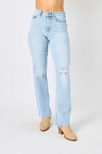 Judy Blue Full Size High Waist Distressed Straight Jeans ONLINE EXCLUSIVE