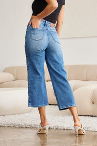 Judy Blue Full Size Braid Side Detail Wide Leg Jeans ONLINE EXCLUSIVE