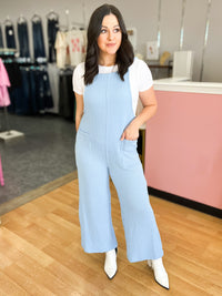 Sunny Season Blue Ribbed Jumpsuit