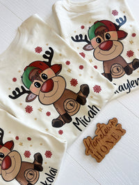 Boy Reindeer Personalized Kids Graphic Tee| Build Your Own Tshirt Bar