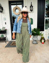 Olive Karli Ribbed Overalls