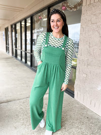 Green Karli Ribbed Overalls