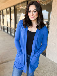 Blue Cardigan With Pockets