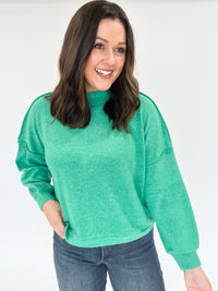 Green Brushed Soft Feel Sweater Top