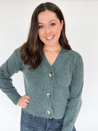 Dark Green Button Sweater Cardigan