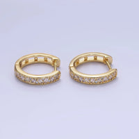 14K Gold Filled 15mm Baguette Cz Huggie Earrings