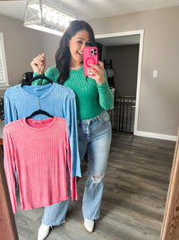 Pink Dreamy Ribbed Long Sleeve Top