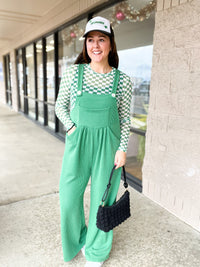 Green Karli Ribbed Overalls