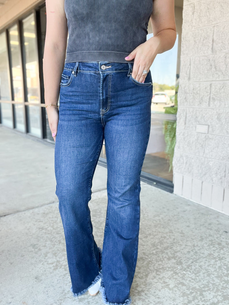 Abby Raw Hem Flare Jeans