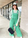 Green Checker Mesh Long Sleeve Top