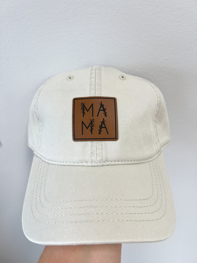 Mama Square Beige Baseball Hat