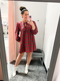 Red Plaid Bows Dress