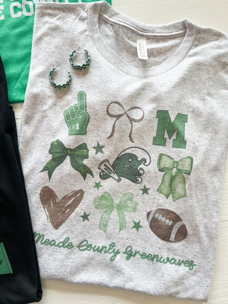 Meade County Football & Bows Graphic Tee