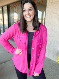 Fuchsia Hoodie Button Down Hoodie Top